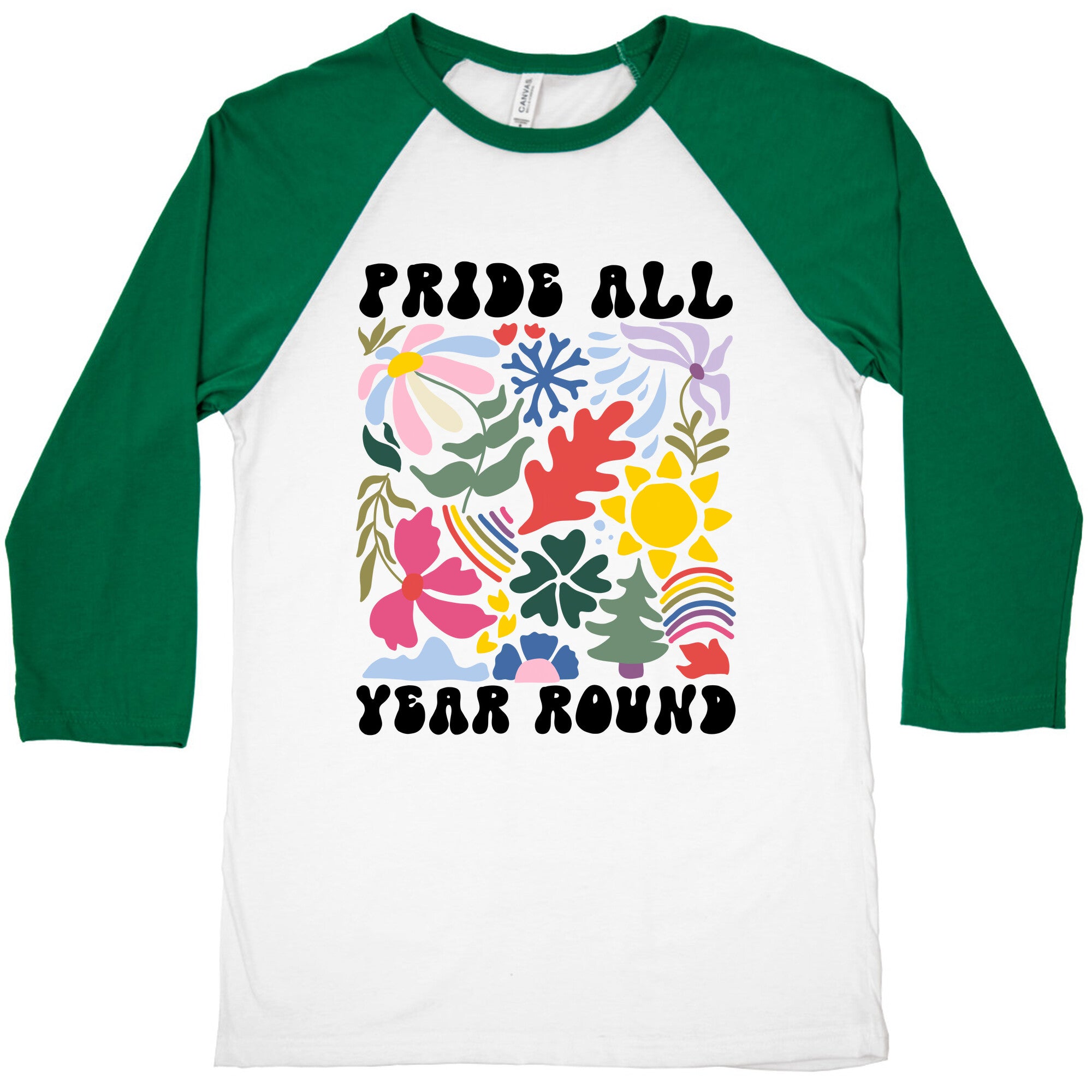 Pride All Year Round Abstract Florals Baseball Tee