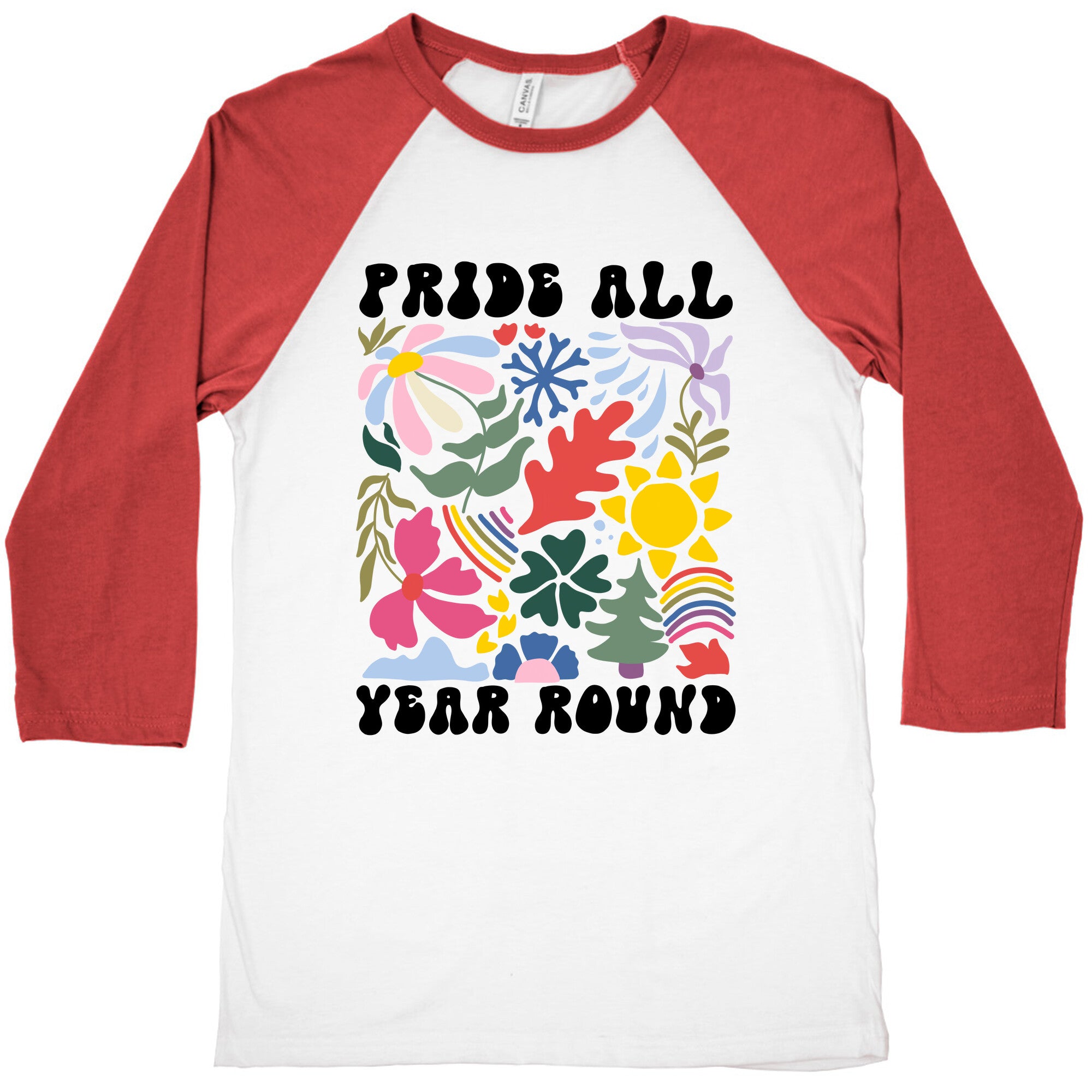 Pride All Year Round Abstract Florals Baseball Tee