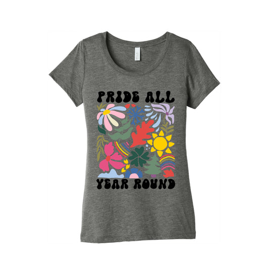 Pride All Year Round Abstract Florals Womens Triblend Tee