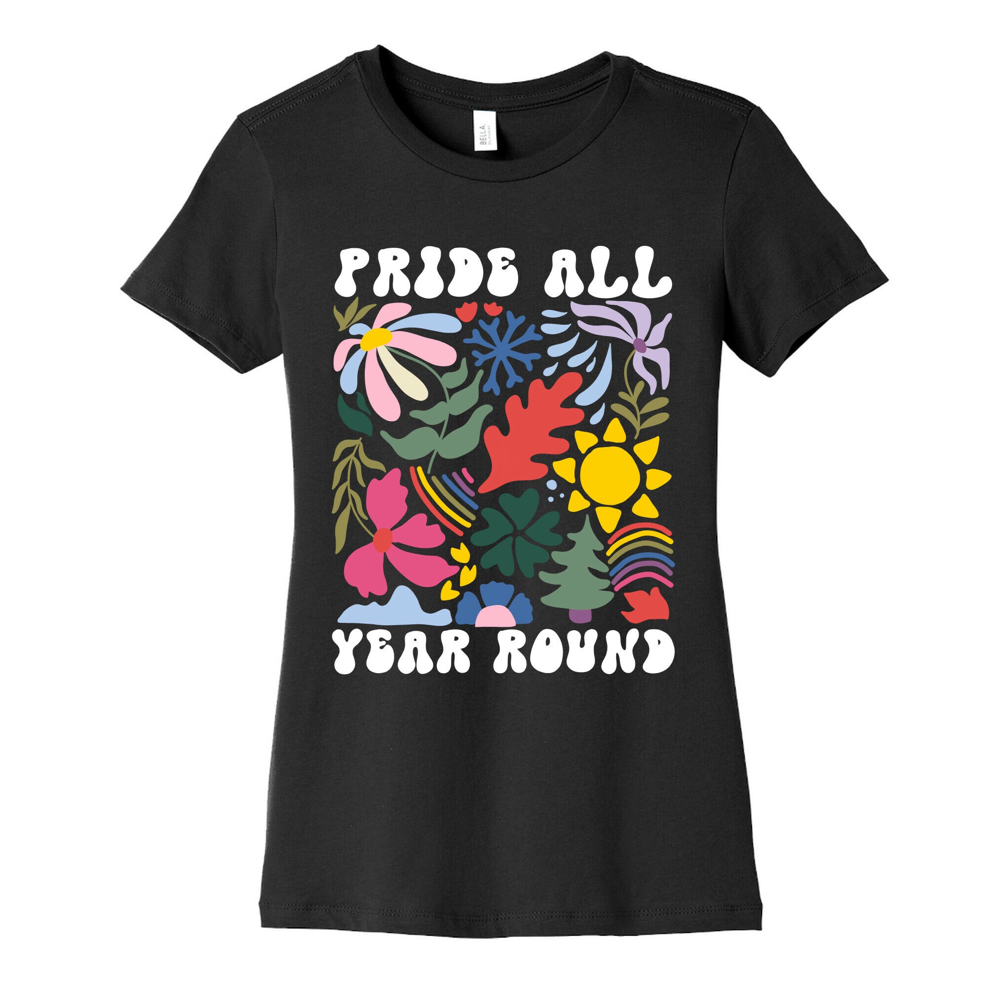Pride All Year Round Abstract Florals Womens Cotton Tee