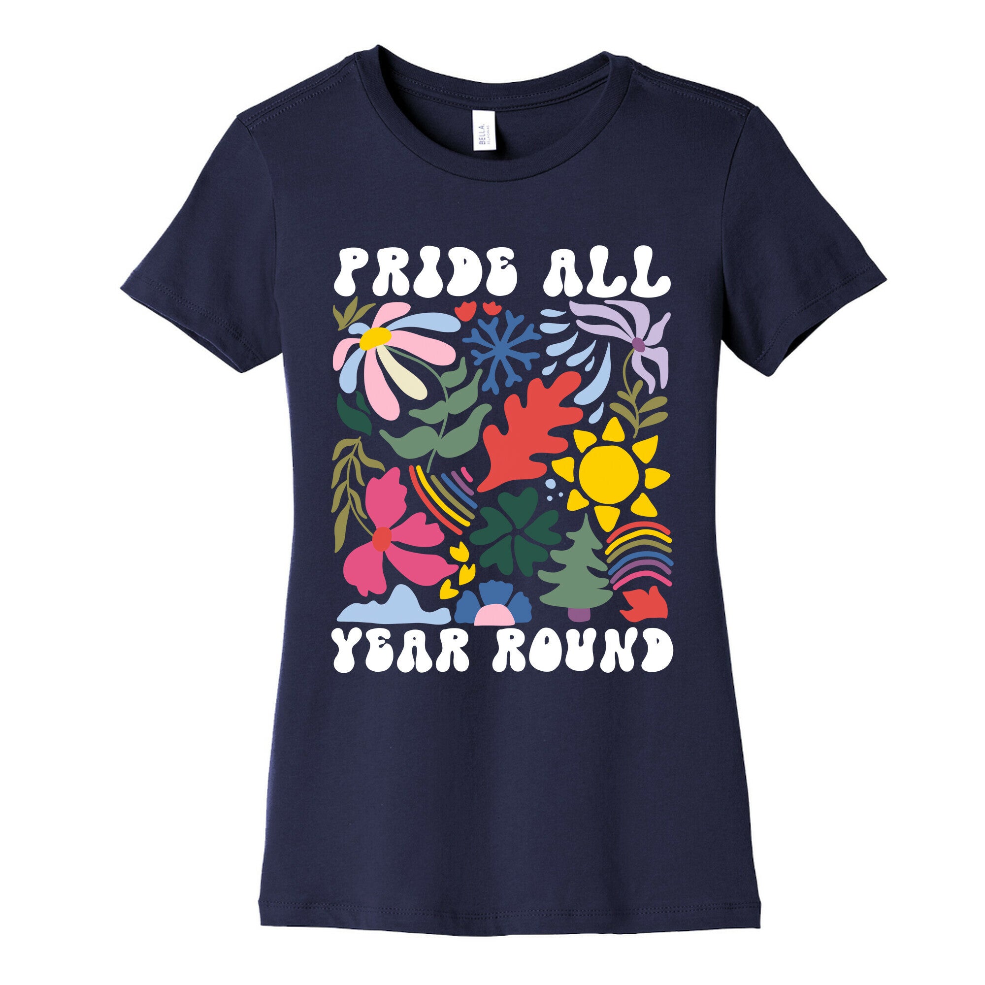 Pride All Year Round Abstract Florals Womens Cotton Tee