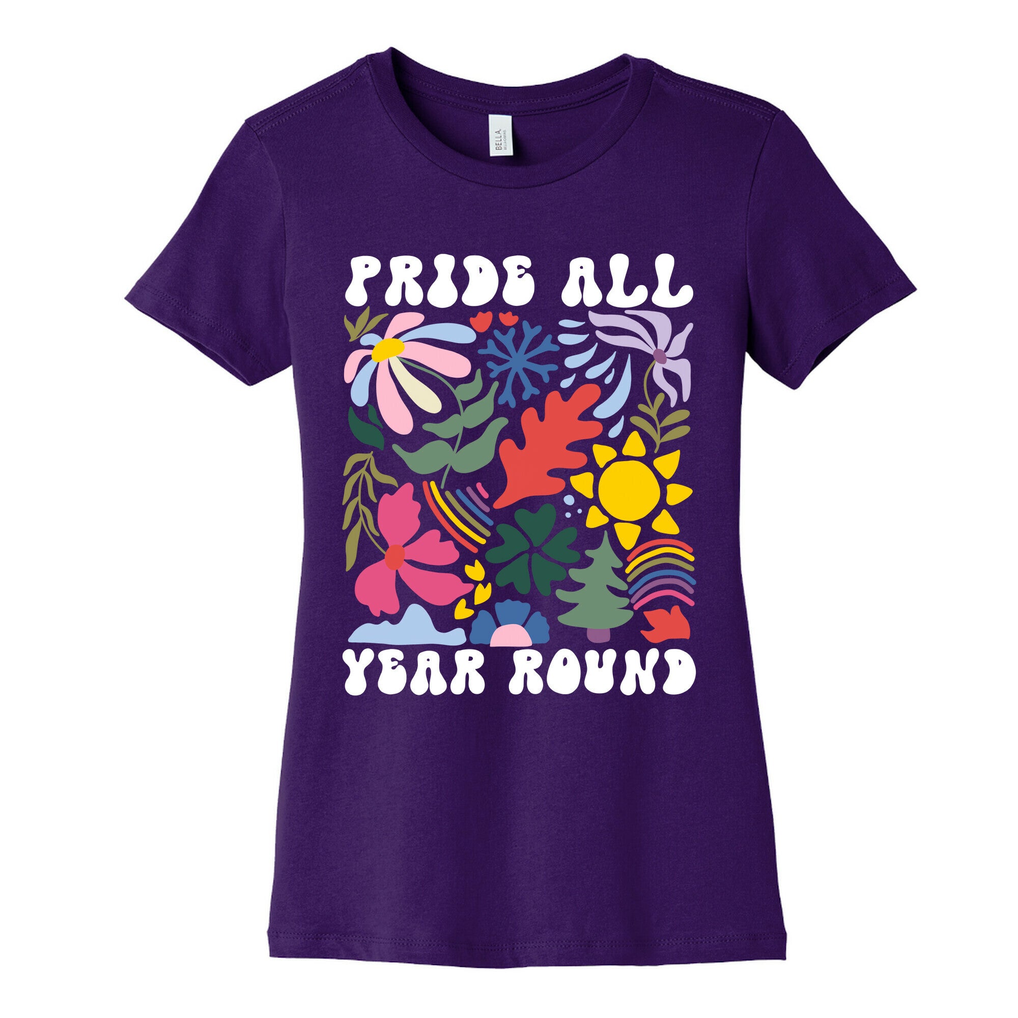 Pride All Year Round Abstract Florals Womens Cotton Tee