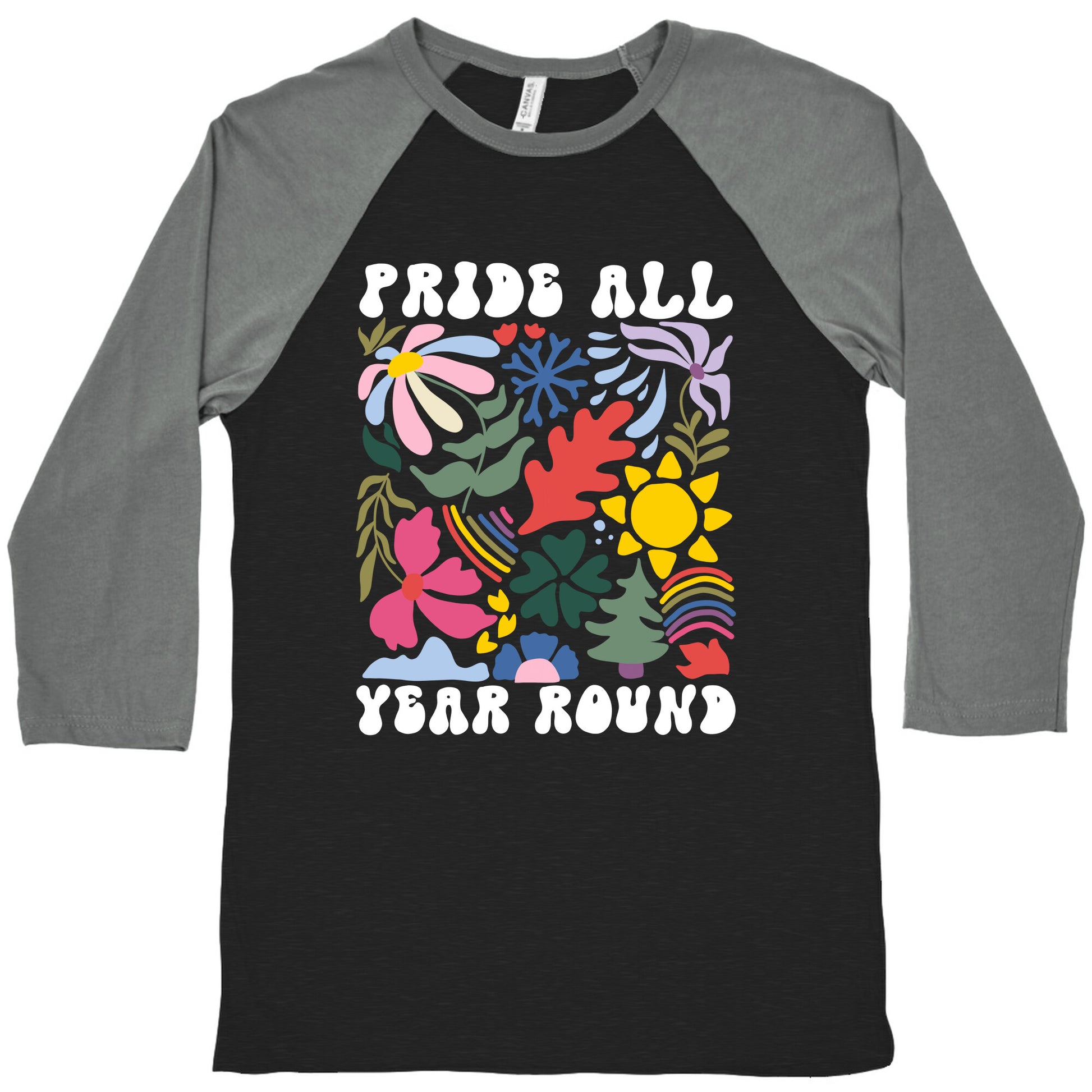 Pride All Year Round Abstract Florals Baseball Tee