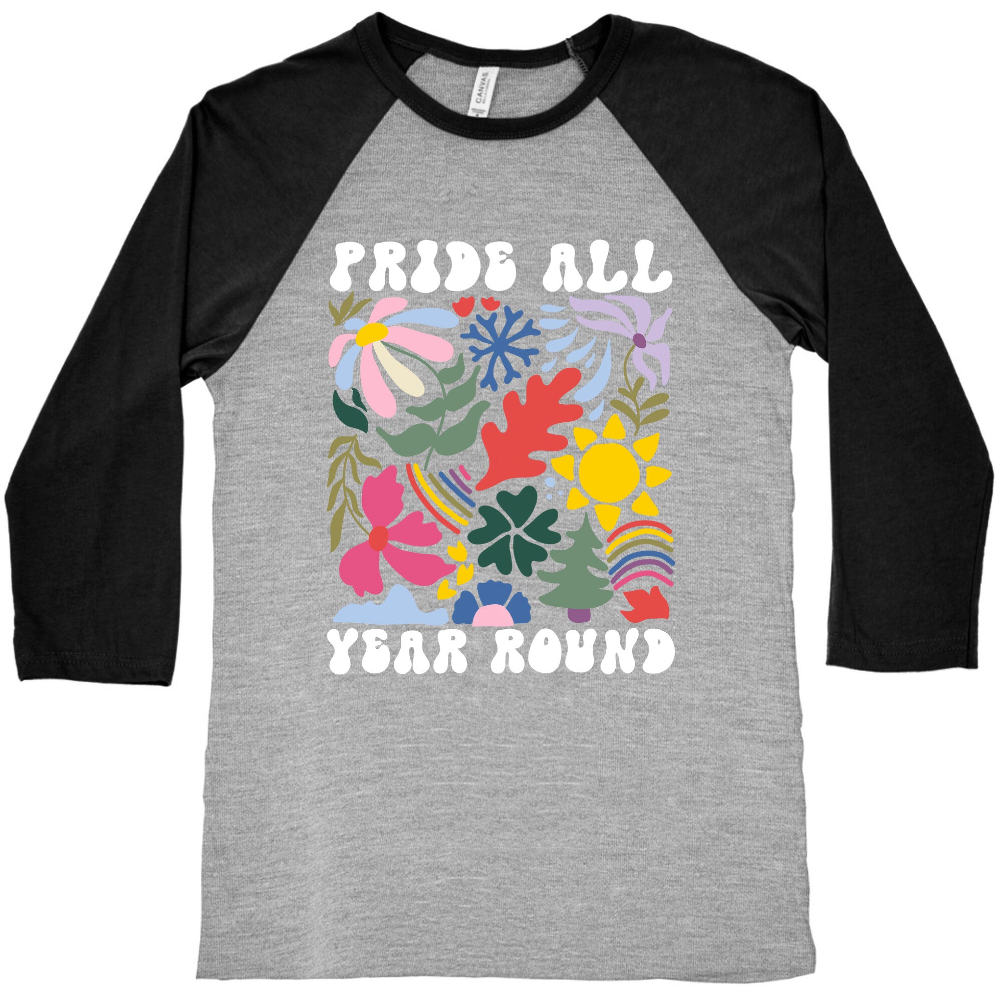 Pride All Year Round Abstract Florals Baseball Tee
