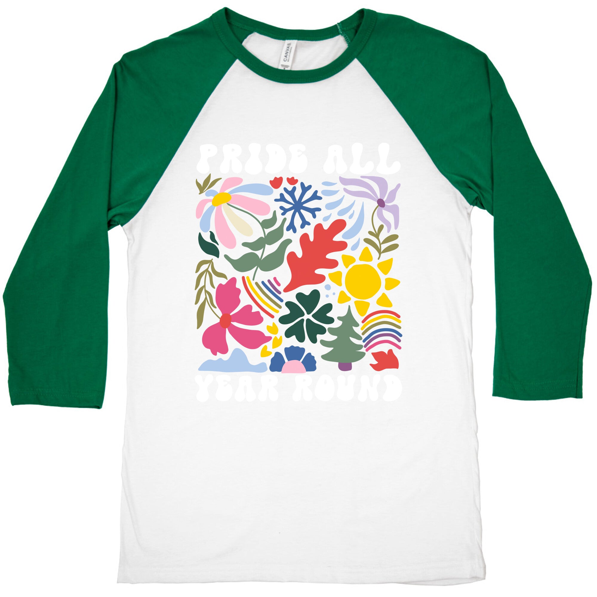 Pride All Year Round Abstract Florals Baseball Tee