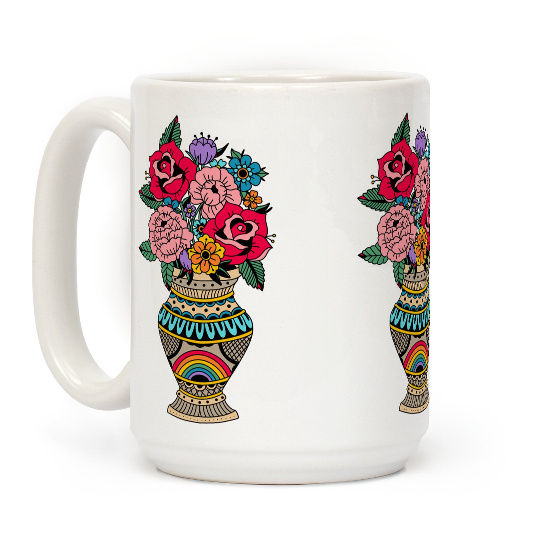 American Traditional Pride Bouquet Tattoo Style Coffee Mug