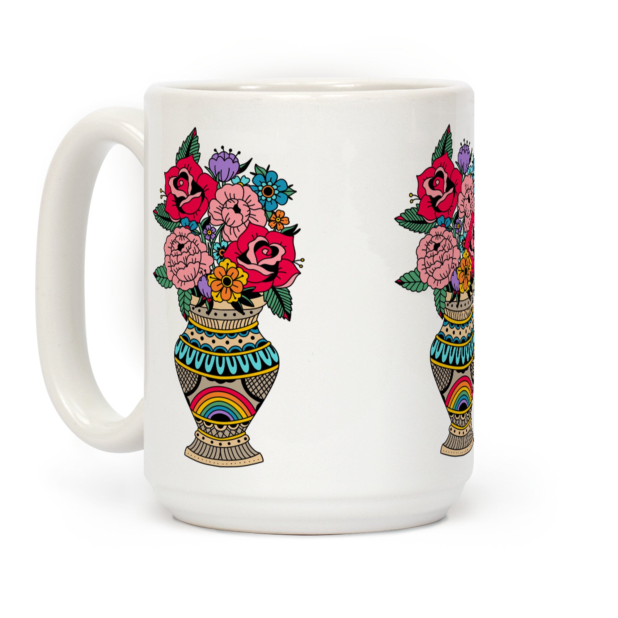 American Traditional Pride Bouquet Tattoo Style Coffee Mug