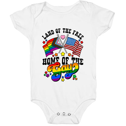 Land of the Free Home of the Gay Baby One-Piece