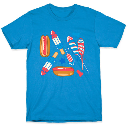 Fourth of July Wieners Pattern T-Shirt