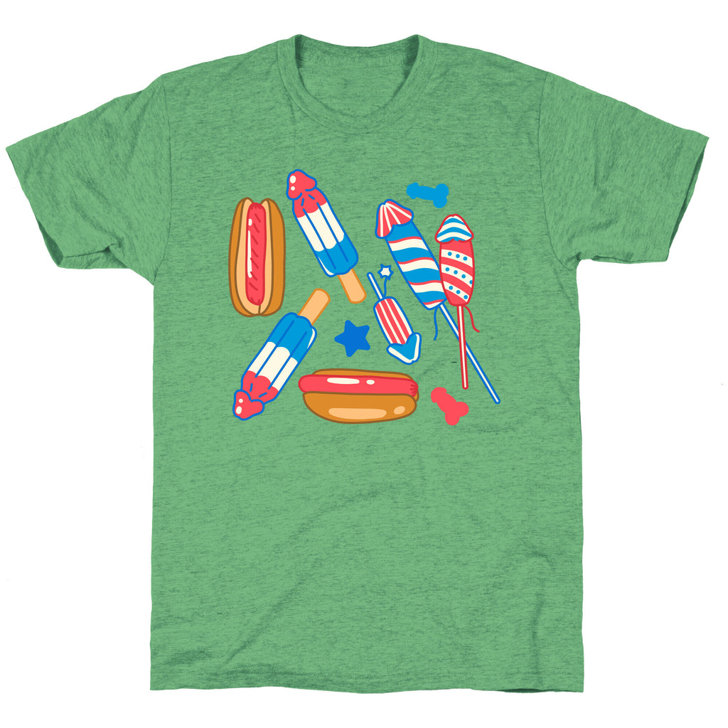Fourth of July Wieners Pattern Unisex Triblend Tee