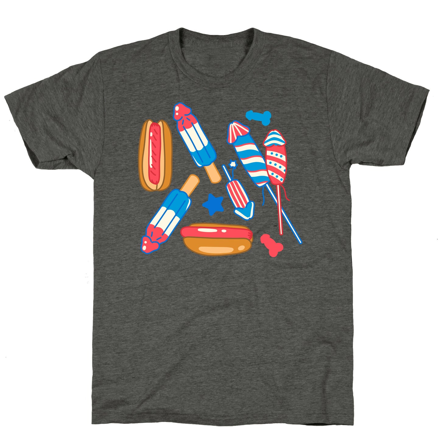 Fourth of July Wieners Pattern Unisex Triblend Tee