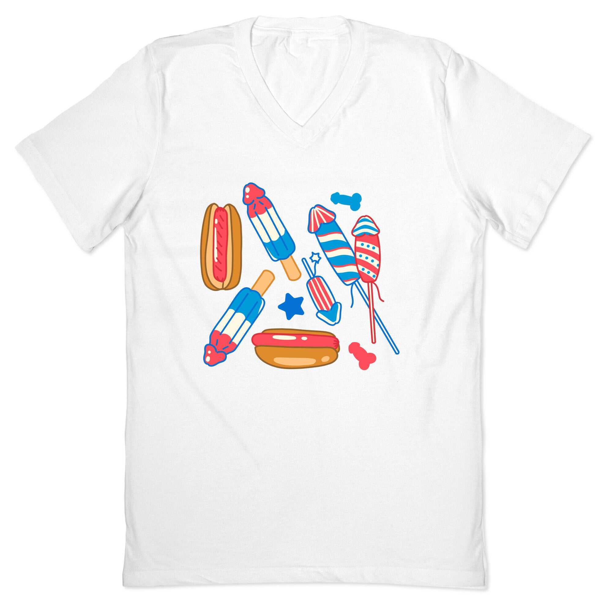 Fourth of July Wieners Pattern V-Neck