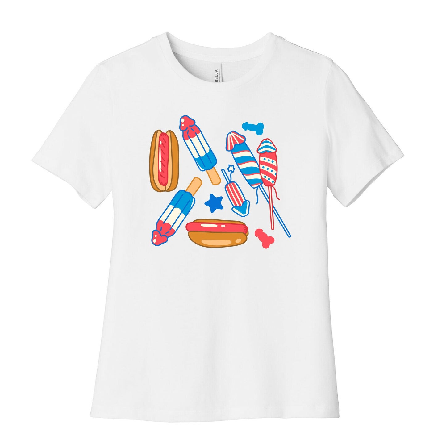 Fourth of July Wieners Pattern Womens Cotton Tee