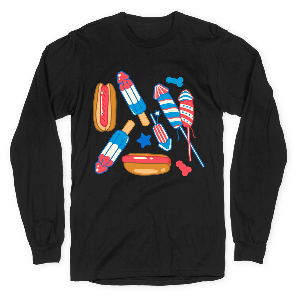 Fourth of July Wieners Pattern Longsleeve Tee