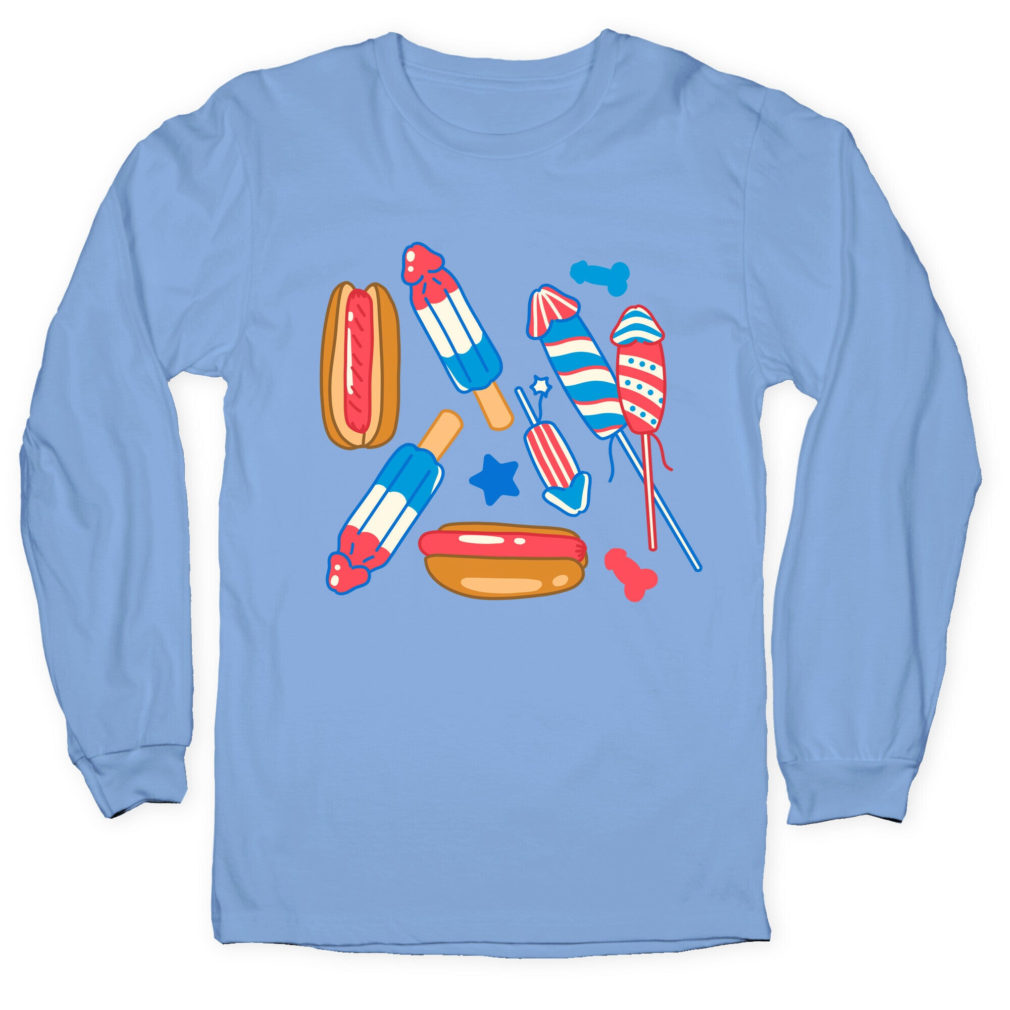Fourth of July Wieners Pattern Longsleeve Tee