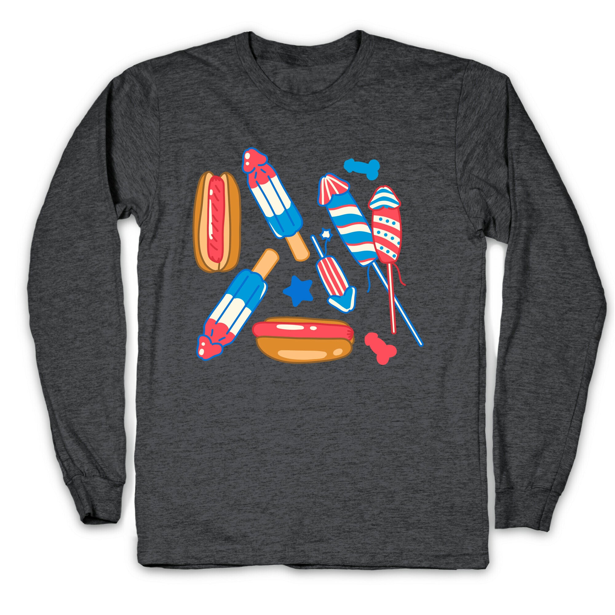 Fourth of July Wieners Pattern Longsleeve Tee