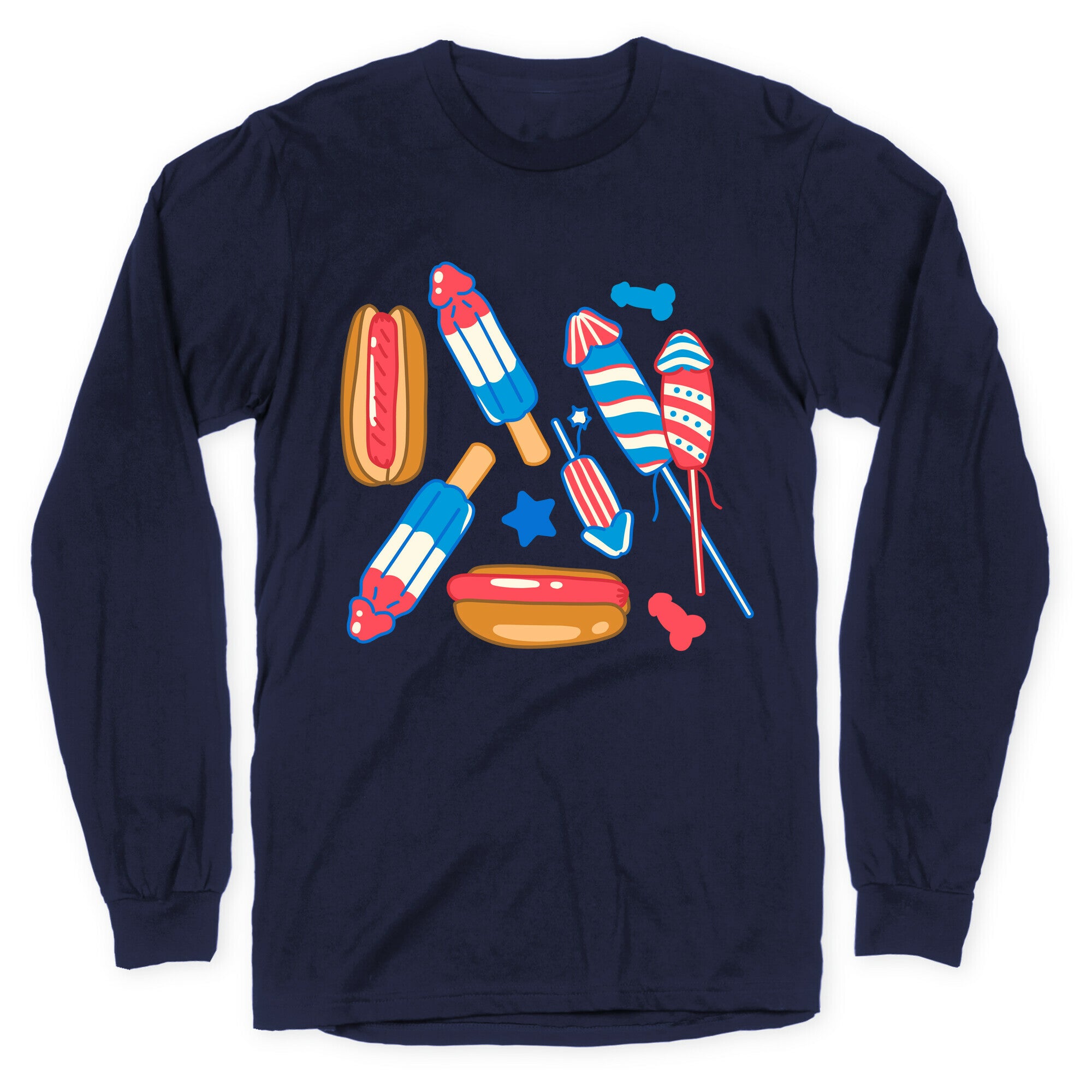 Fourth of July Wieners Pattern Longsleeve Tee