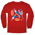 Fourth of July Wieners Pattern Longsleeve Tee