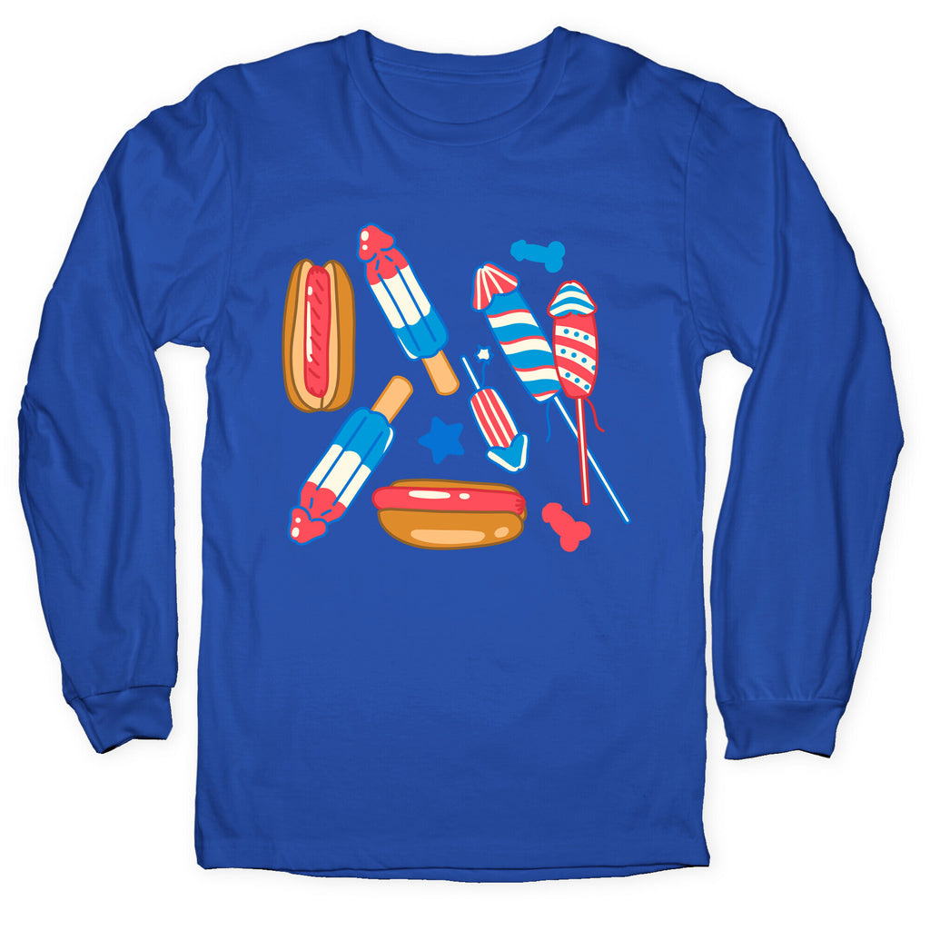 Fourth of July Wieners Pattern Longsleeve Tee