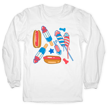 Fourth of July Wieners Pattern Longsleeve Tee