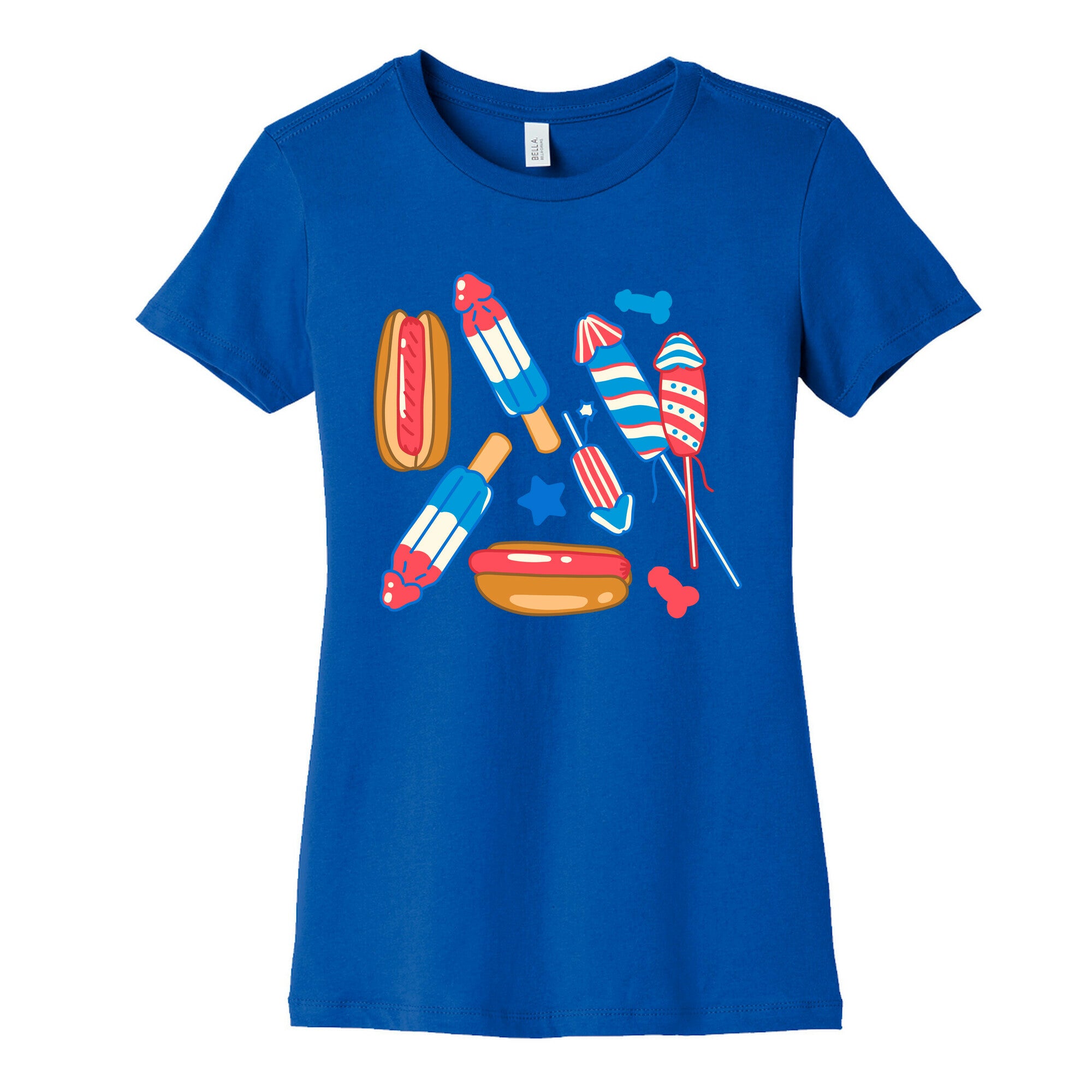 Fourth of July Wieners Pattern Womens Cotton Tee