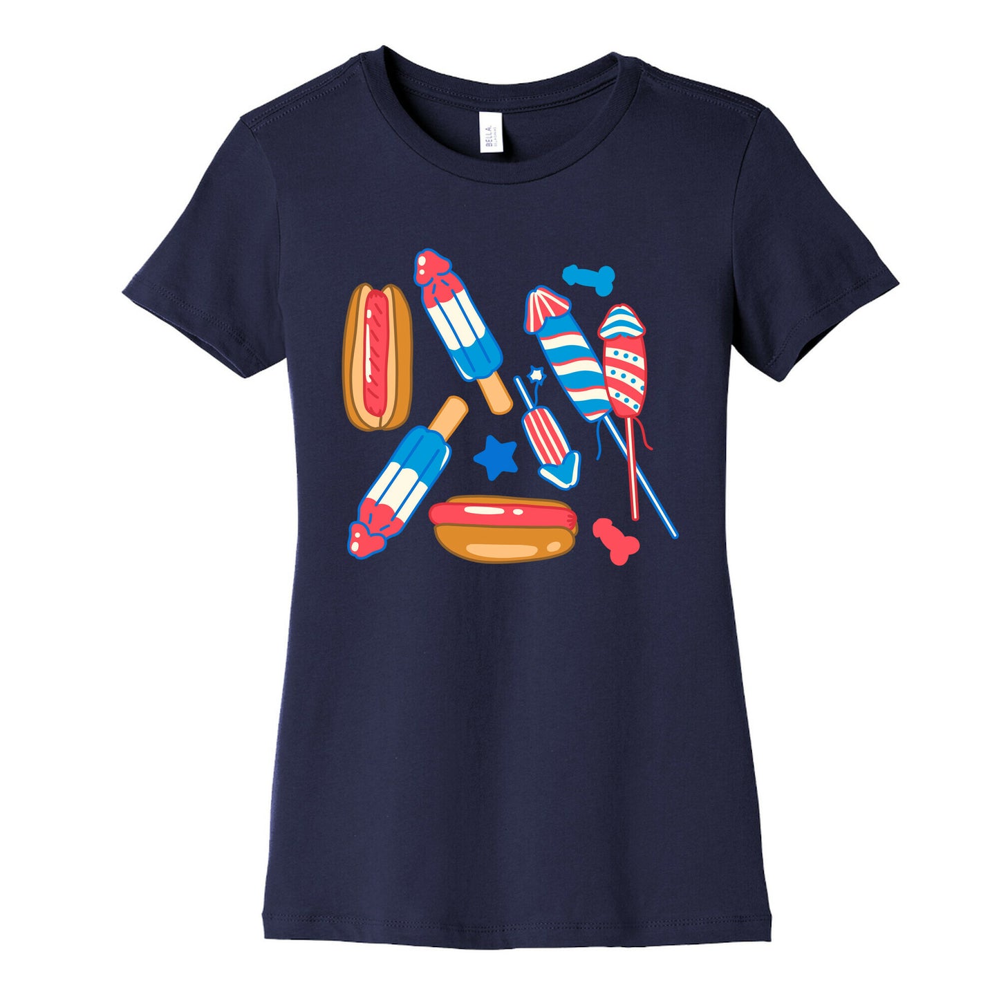 Fourth of July Wieners Pattern Womens Cotton Tee