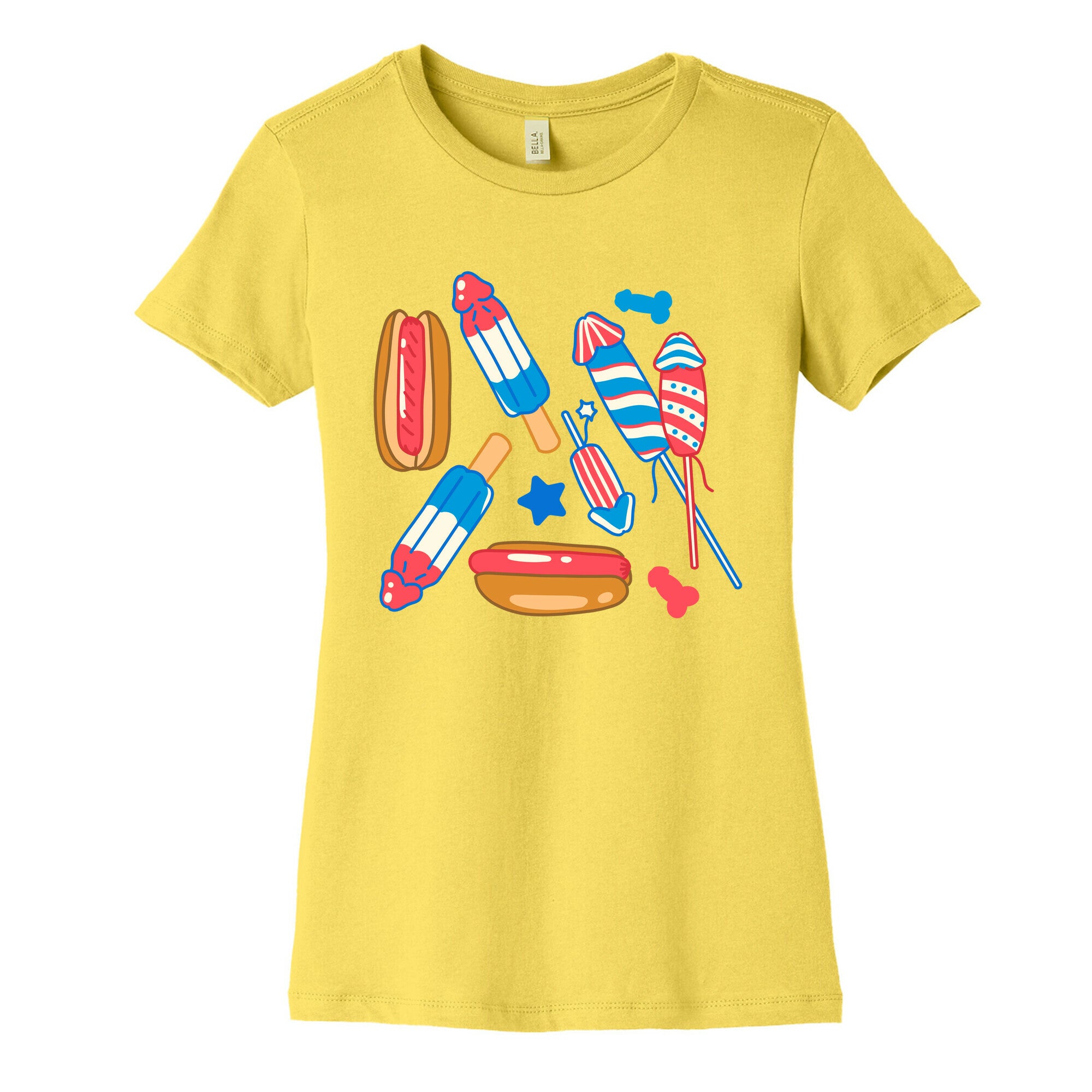 Fourth of July Wieners Pattern Womens Cotton Tee