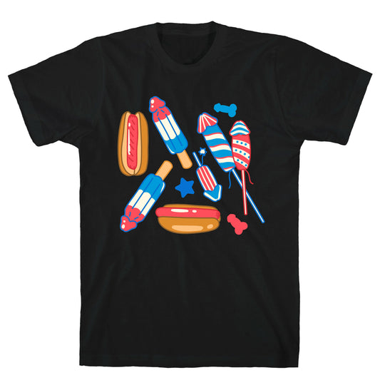 Fourth of July Wieners Pattern T-Shirt