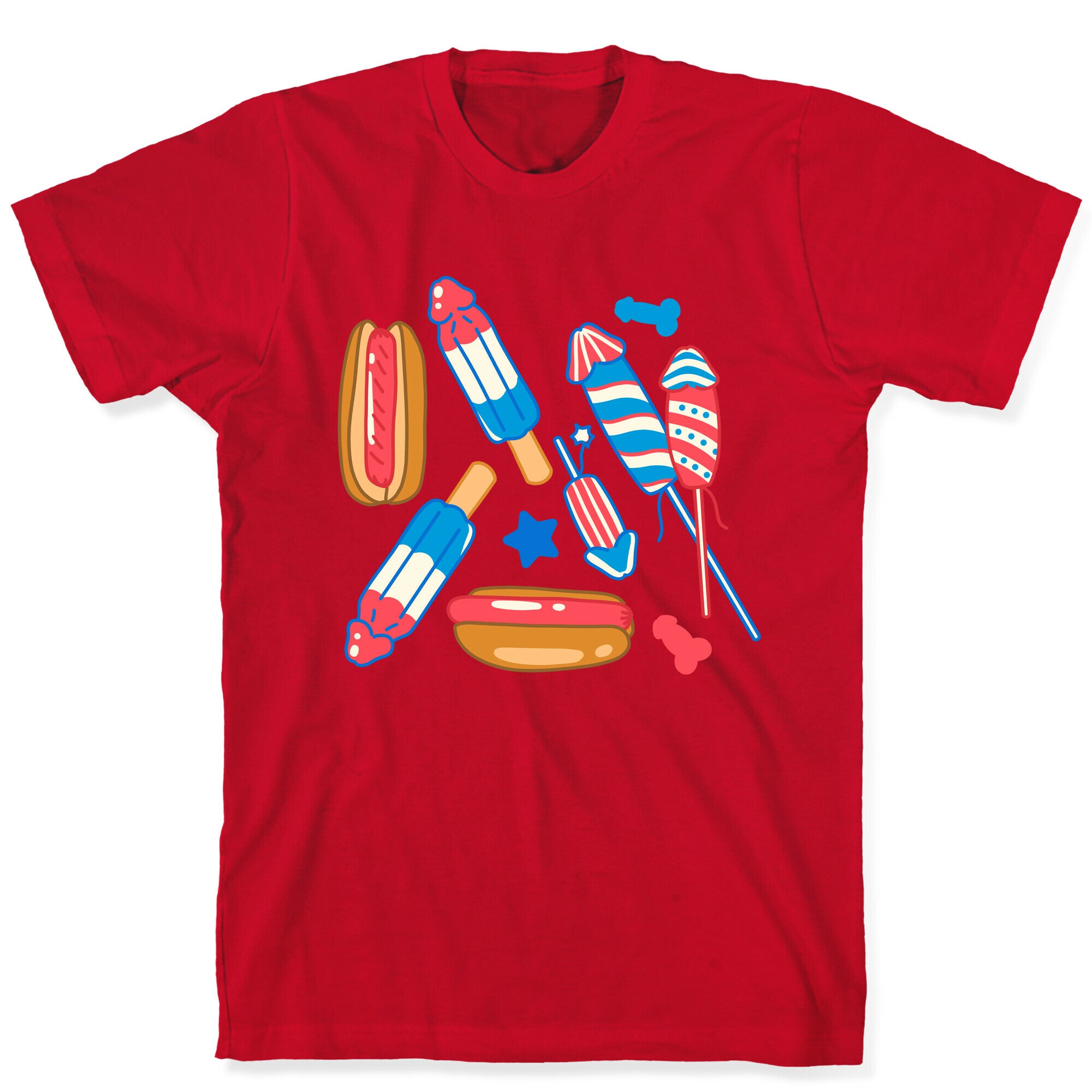 Fourth of July Wieners Pattern T-Shirt