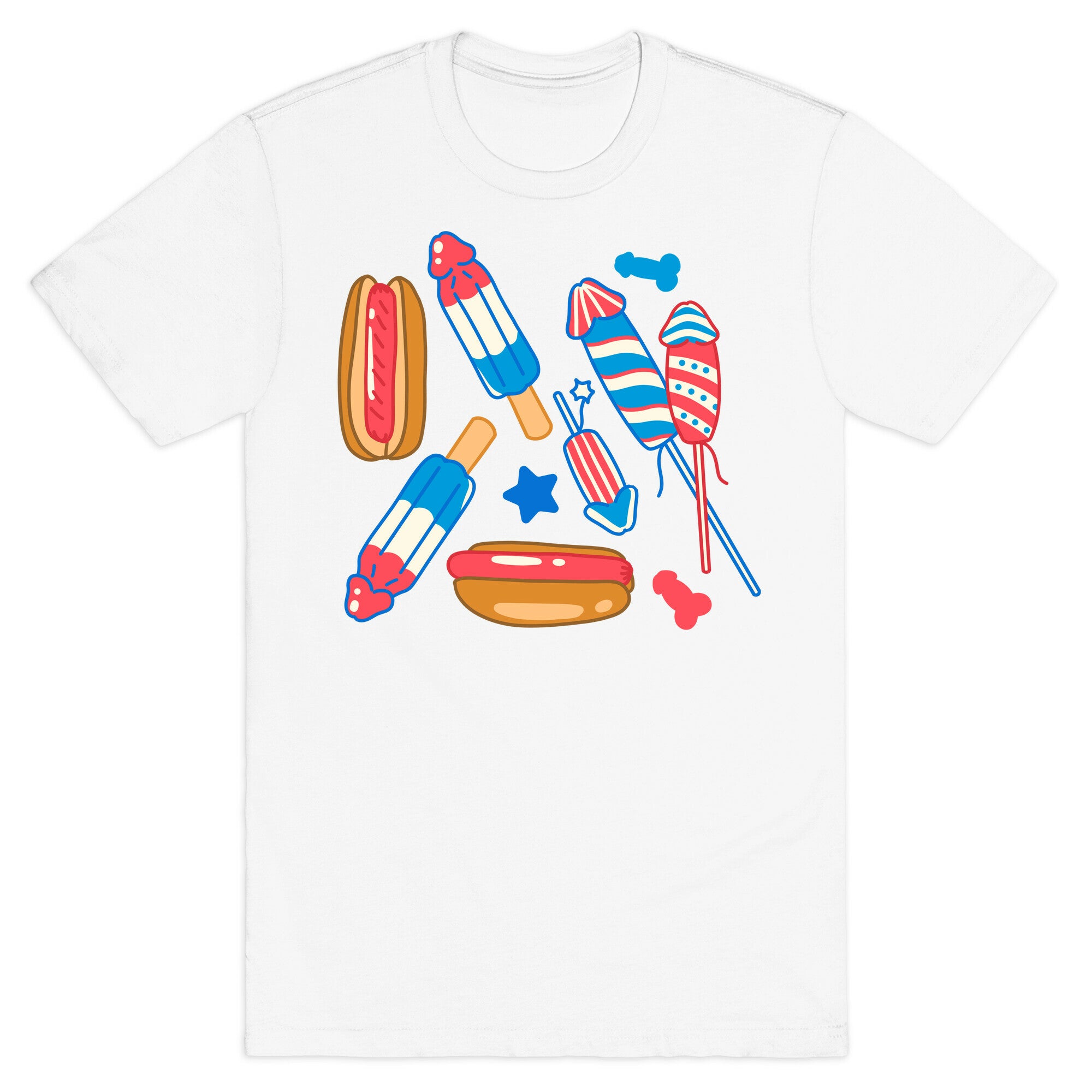 Fourth of July Wieners Pattern T-Shirt