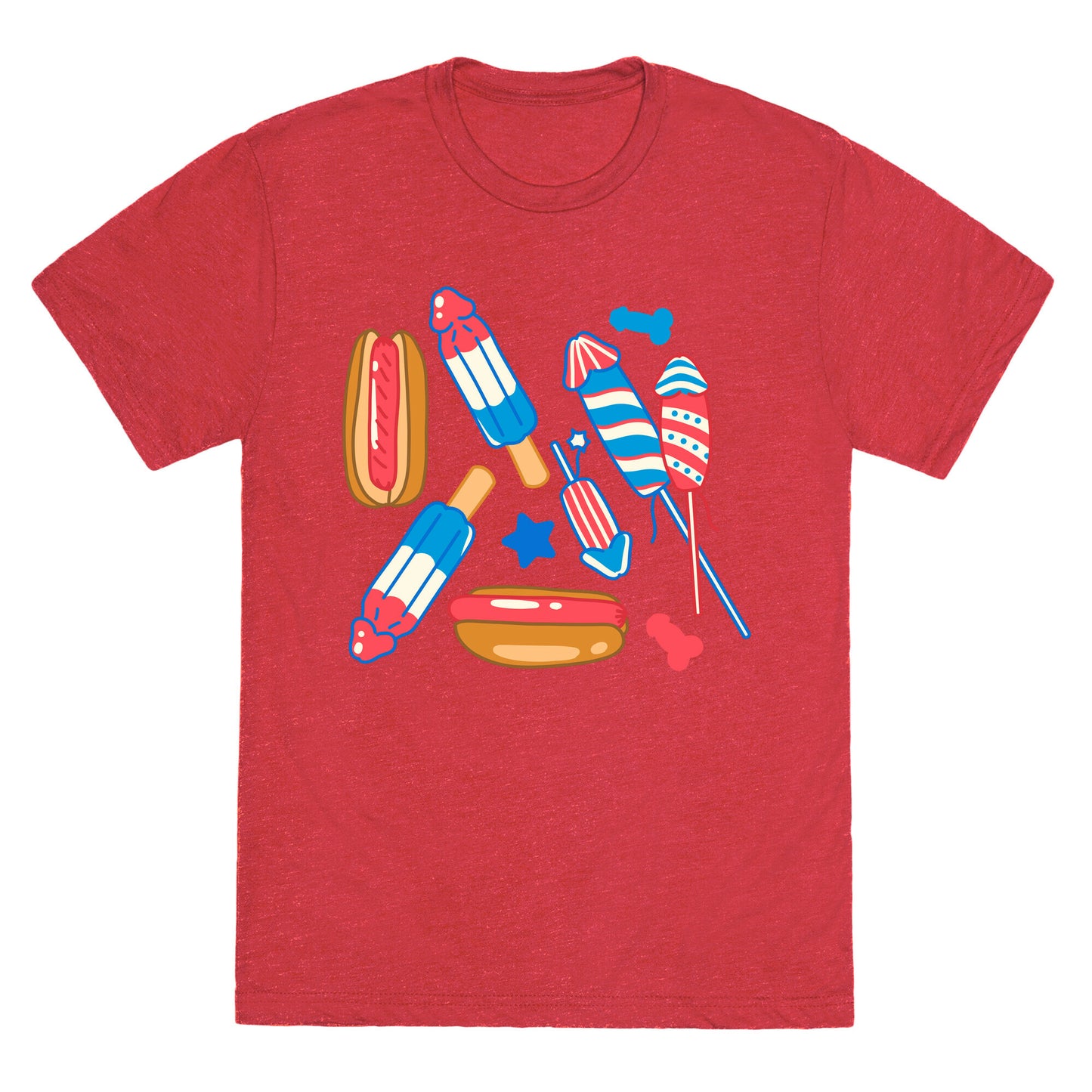 Fourth of July Wieners Pattern Unisex Triblend Tee