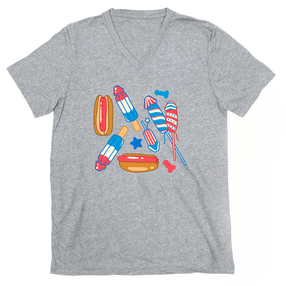 Fourth of July Wieners Pattern V-Neck