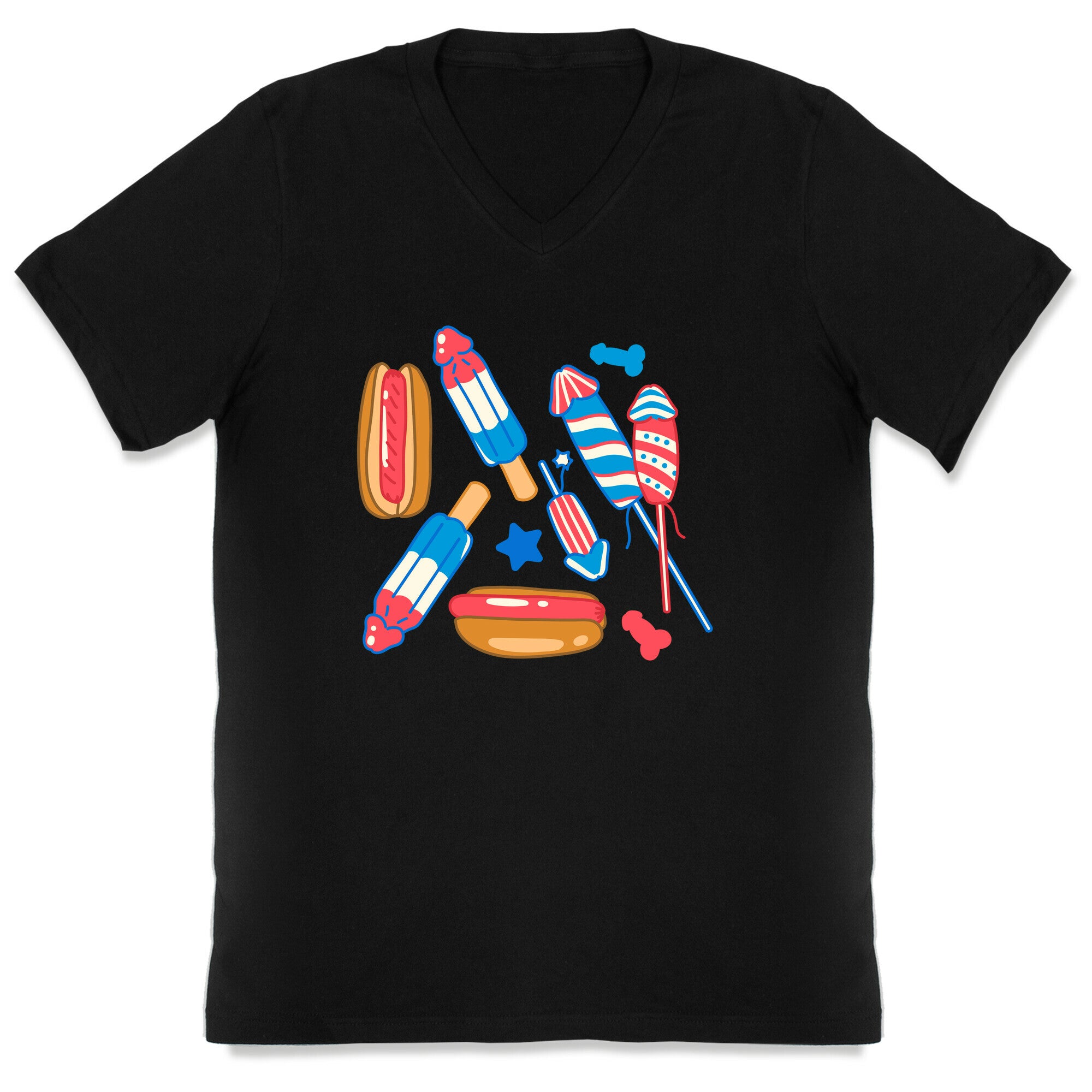 Fourth of July Wieners Pattern V-Neck