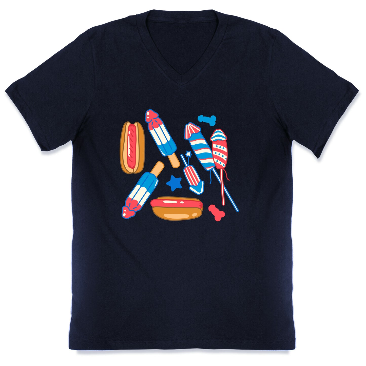 Fourth of July Wieners Pattern V-Neck