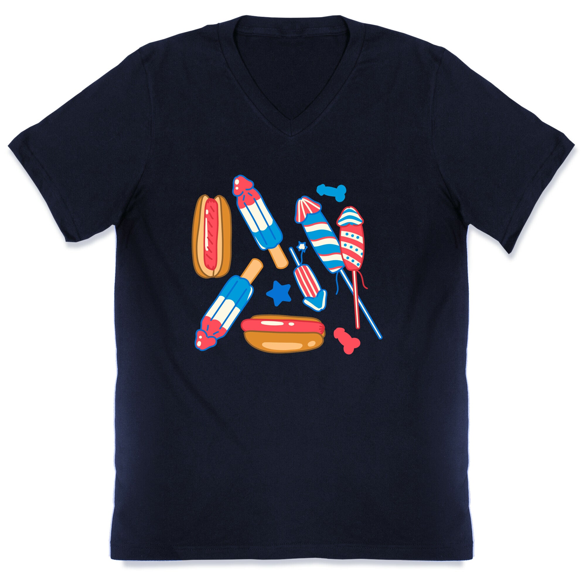 Fourth of July Wieners Pattern V-Neck