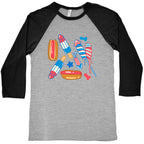 Fourth of July Wieners Pattern Baseball Tee