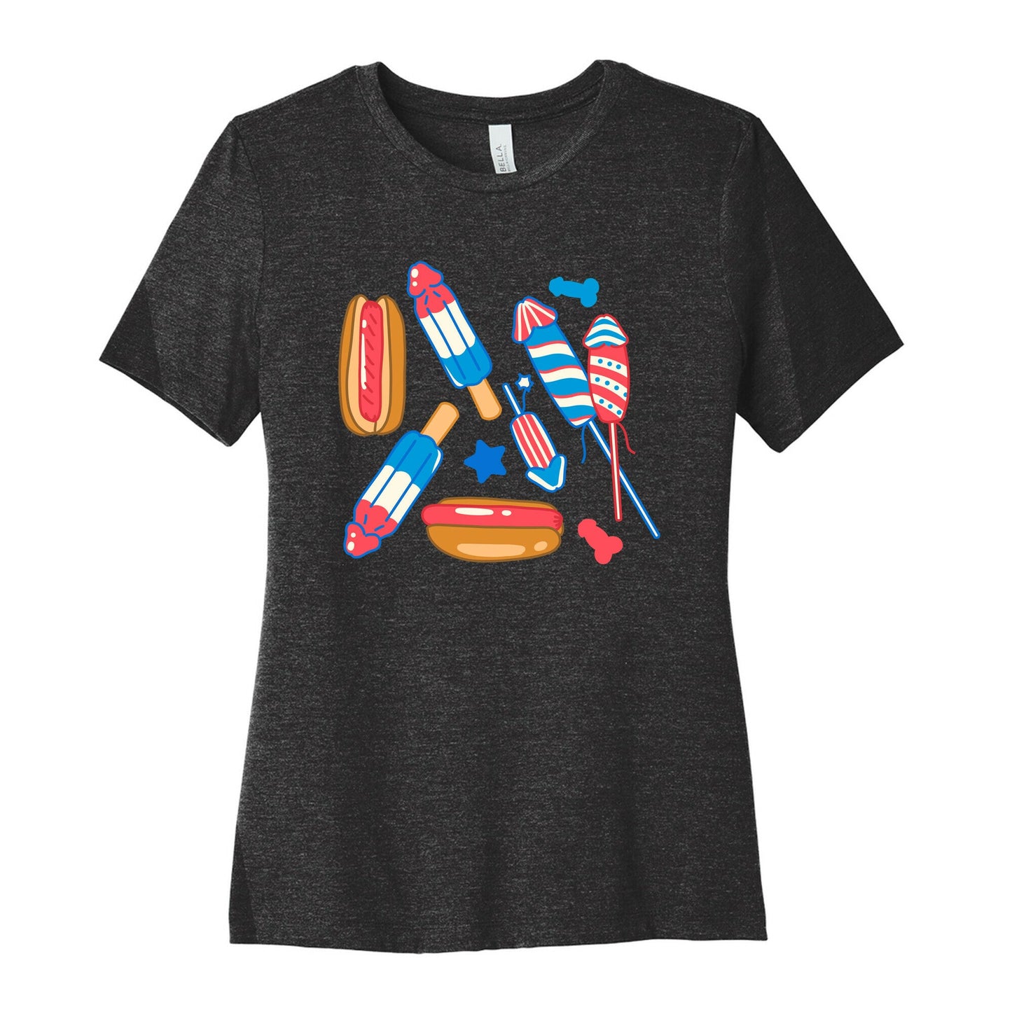 Fourth of July Wieners Pattern Womens Cotton Tee