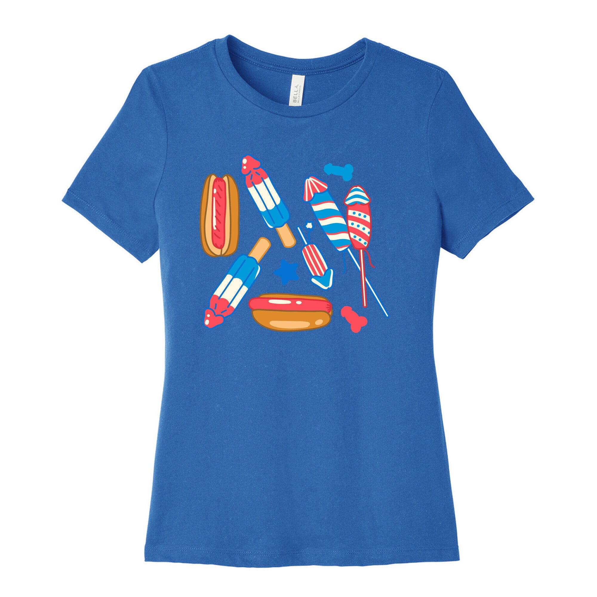Fourth of July Wieners Pattern Womens Cotton Tee