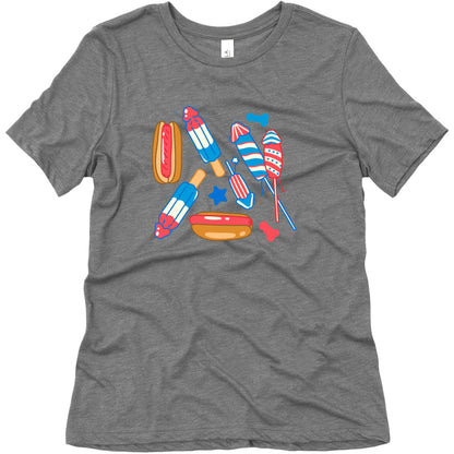 Fourth of July Wieners Pattern Womens Triblend Tee