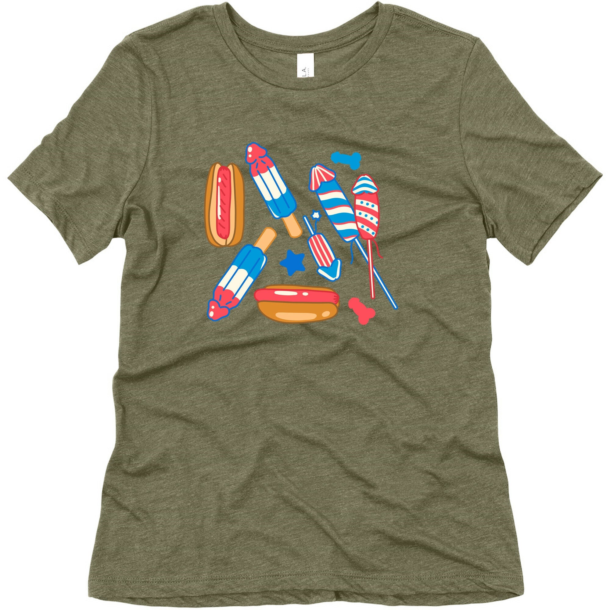 Fourth of July Wieners Pattern Womens Triblend Tee