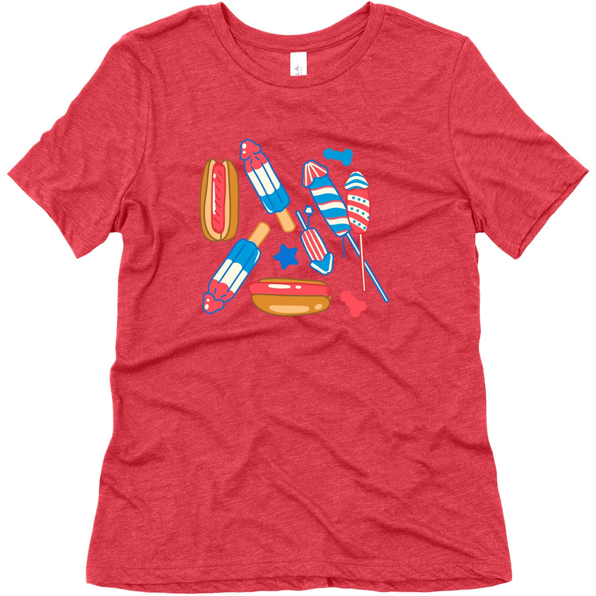 Fourth of July Wieners Pattern Womens Triblend Tee