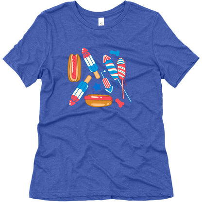 Fourth of July Wieners Pattern Womens Triblend Tee