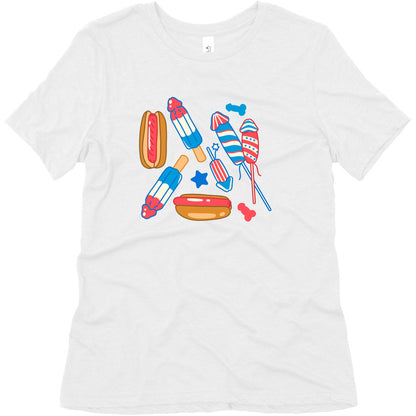 Fourth of July Wieners Pattern Womens Triblend Tee