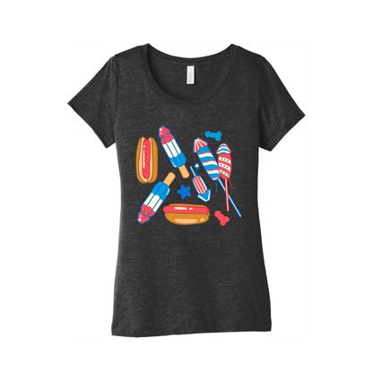 Fourth of July Wieners Pattern Womens Triblend Tee