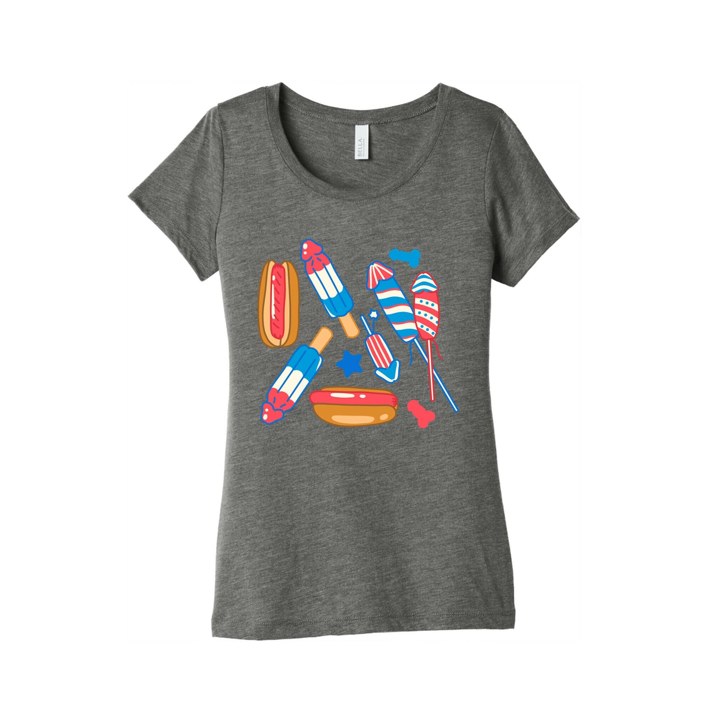 Fourth of July Wieners Pattern Womens Triblend Tee