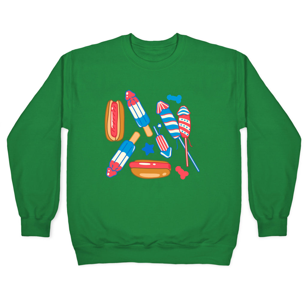 Fourth of July Wieners Pattern Crewneck Sweatshirt