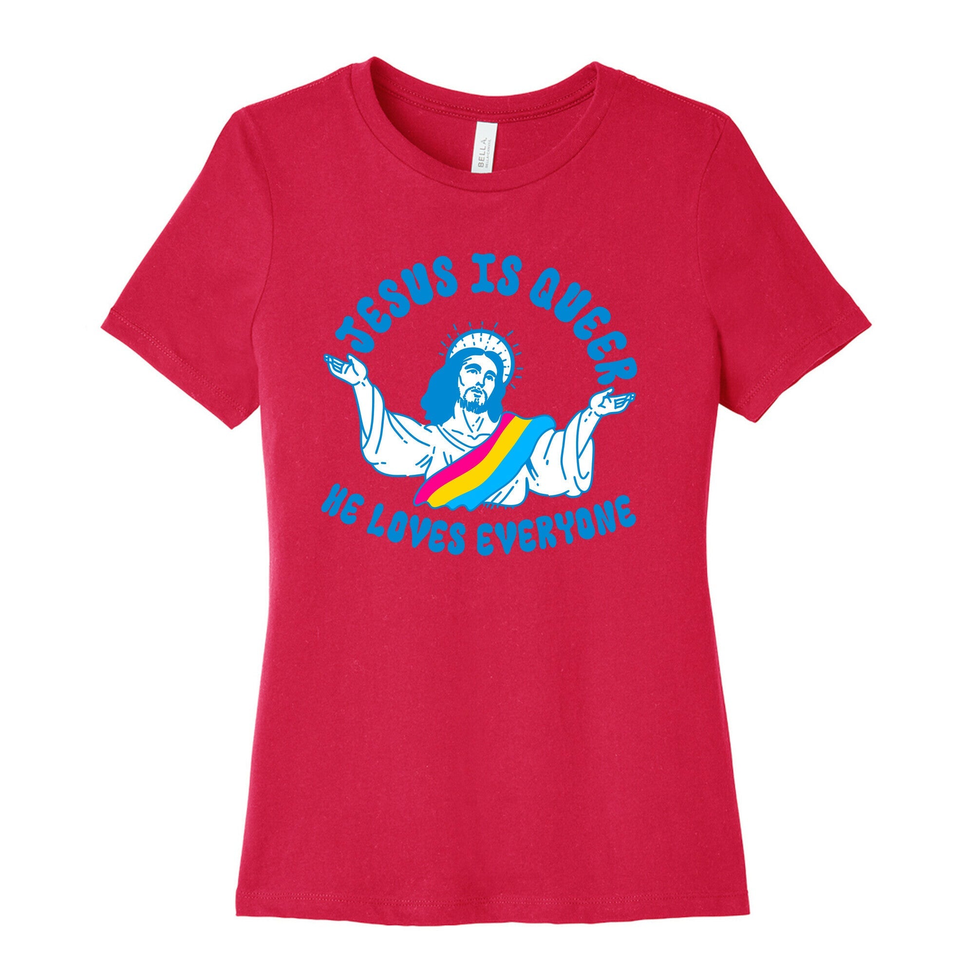 Jesus Is Queer, He Loves Everybody Womens Cotton Tee