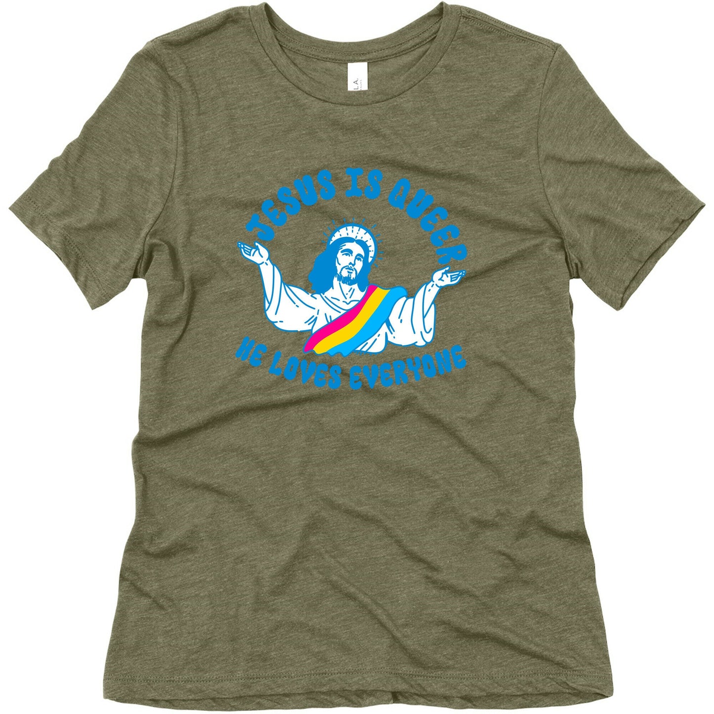 Jesus Is Queer, He Loves Everybody Womens Triblend Tee