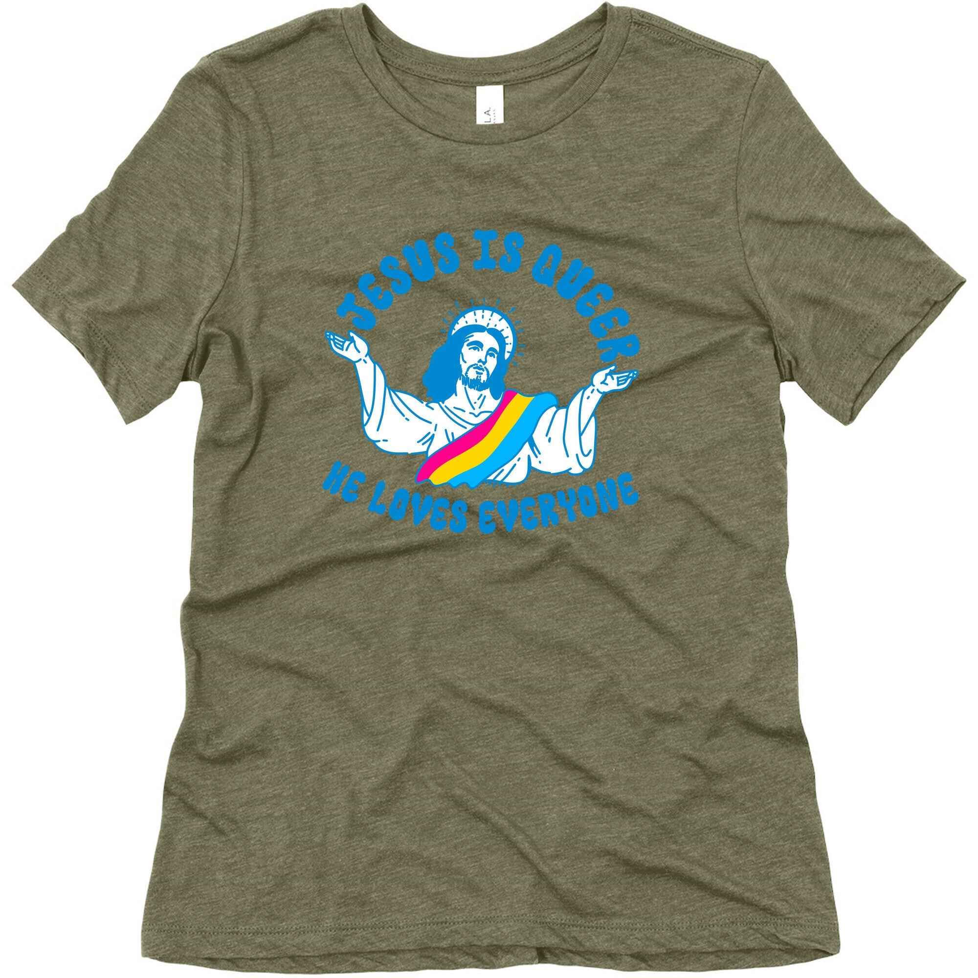 Jesus Is Queer, He Loves Everybody Womens Triblend Tee
