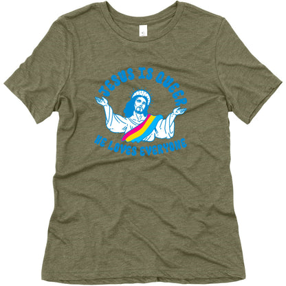 Jesus Is Queer, He Loves Everybody Womens Triblend Tee